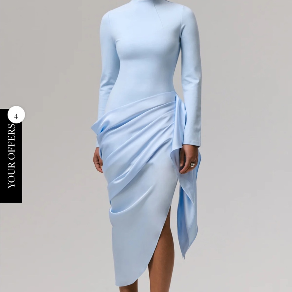Chic Sky Blue Long Sleeve Dress